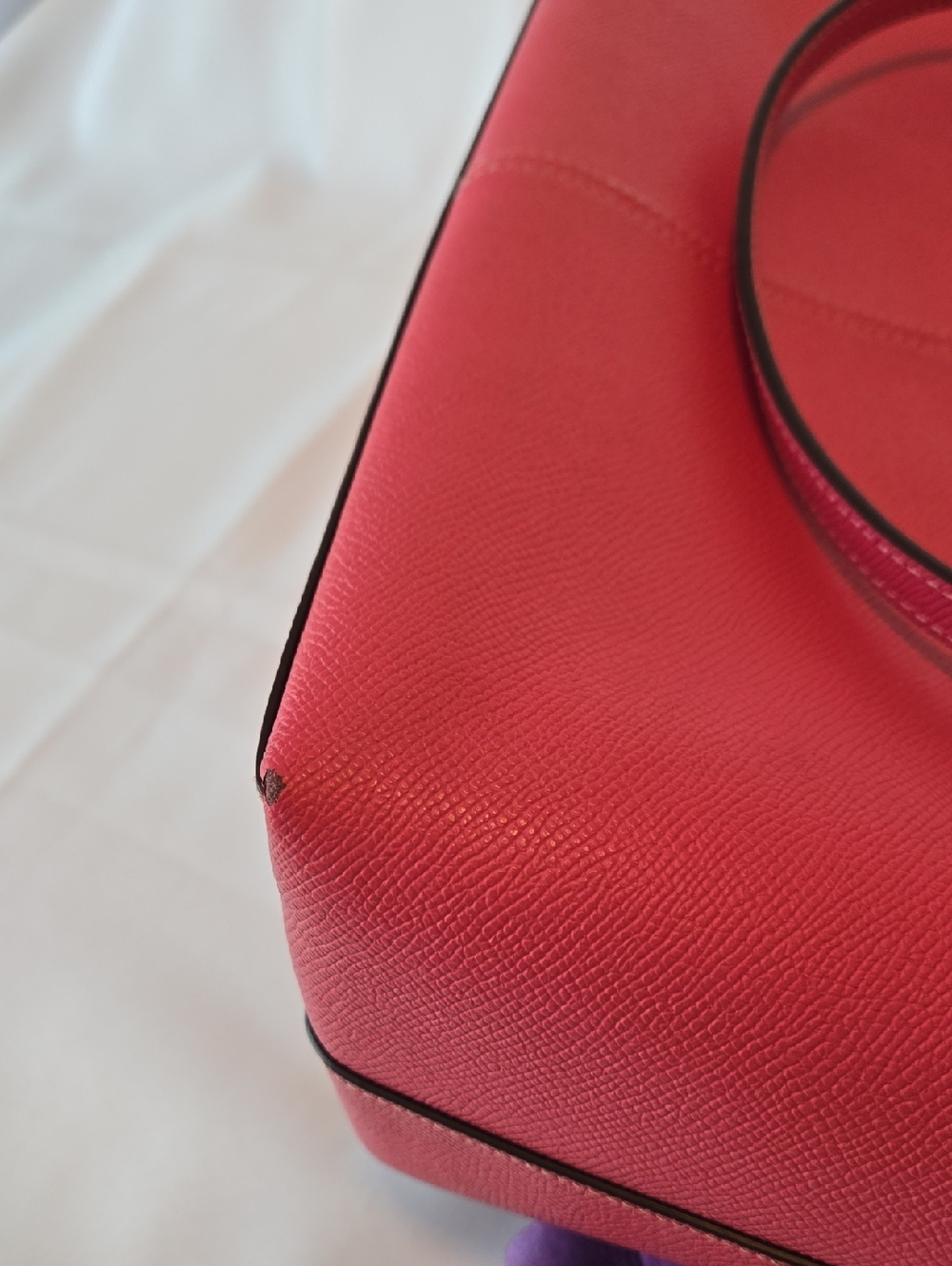 Coach Crossgrain Leather Zip‑Top Tote Bag (Style 4454) in Pink Ruby. - Picture 7 of 13